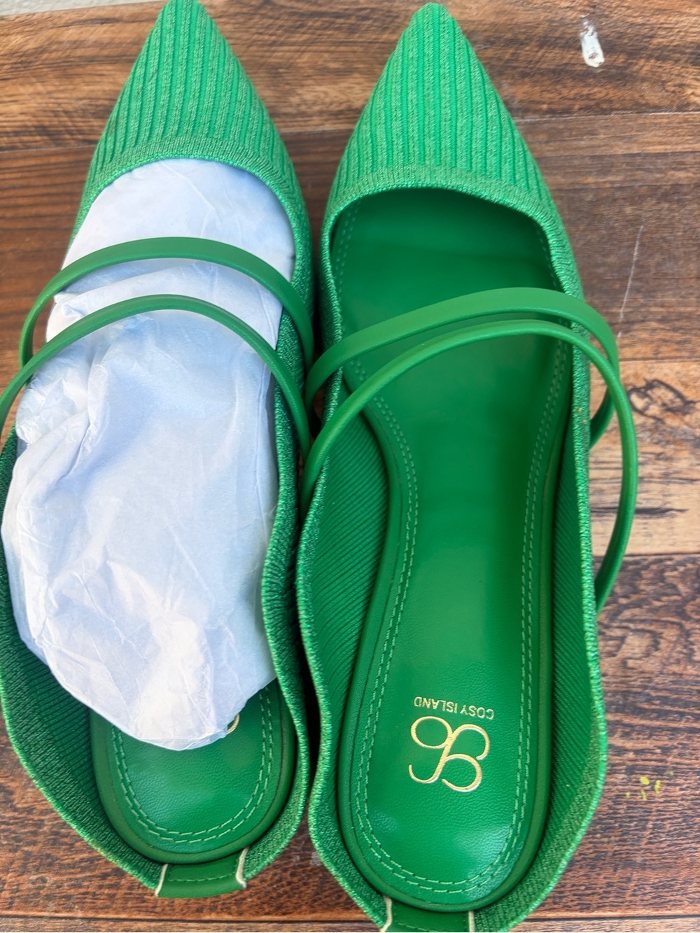 Cosy Island Green Pointed Toe Flats Women’s Size 8 - Picture 13 of 16